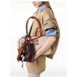 Miumiu Engraved Logo Canvas & Leather Top-Handle Shoulder Bag with Zipper Closure - Image 2