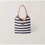 Miumiu IVY Summer Two-Tone Striped Canvas Tote Bag