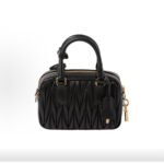 Miumiu Arcadie Matelassé Nappa Goat Leather Small Bowling Handbag Black - Image 5