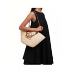 Loewe Women's Anagram Calfskin-Embroidered Palm-Woven Medium Basket Tote - Image 2