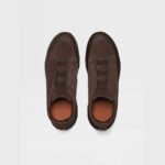 ZEGNA Brown Leather and Suede TRIPLE STITCH MONTE Luxury Casual Sneakers - Image 2