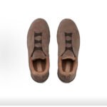 ZEGNA Triple Stitch Leather Wool Warm Casual Shoes Taupe - Image 3