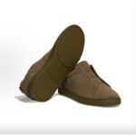 ZEGNA Triple Stitch Leather Wool Warm Casual Shoes Green - Image 4