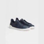 ZEGNA Men's Blue Triple Stitch SECONDSKIN Calfskin Luxury Casual Shoes - Image 2