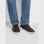 ZEGNA Men's Dark Brown Triple Stitch SECONDSKIN Calfskin Luxury Casual Shoes - Image 2