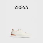 ZEGNA Men's Deerskin Triple Stitch Luxury Casual Shoes - White