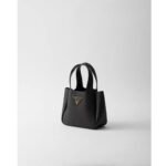 PRADA Black Mini Leather Basket Top-Handle Bag - Image 2