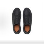 Zegna Triple Stitch Monte Men's Black Calf Leather Round-Toe Cross Elastic Band Low-Top Casual Lifestyle Shoes - Image 3
