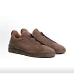 ZEGNA Triple Stitch Leather Wool Warm Casual Shoes Taupe - Image 4