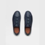 ZEGNA Men's Blue Triple Stitch SECONDSKIN Calfskin Luxury Casual Shoes - Image 3