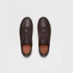 ZEGNA Men's Dark Brown Triple Stitch SECONDSKIN Calfskin Luxury Casual Shoes - Image 3