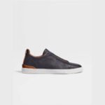 ZEGNA Men's Deerskin Triple Stitch Luxury Casual Shoes - Black
