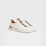 ZEGNA Men's Deerskin Triple Stitch Luxury Casual Shoes - White - Image 3