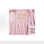 Miumiu Arcadie Matelassé Nappa Goat Leather Small Bowling Handbag Pink - Image 4