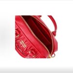Miumiu Arcadie Matelassé Nappa Goat Leather Small Bowling Handbag Red - Image 3
