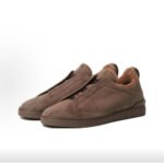 ZEGNA Triple Stitch Leather Wool Warm Casual Shoes Taupe - Image 5