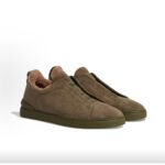 ZEGNA Triple Stitch Leather Wool Warm Casual Shoes Green