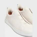 ZEGNA Men's White Deerskin Triple Stitch Luxury Casual Shoes - Image 4