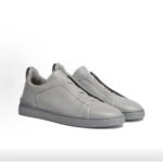 ZEGNA Men's Gray Deerskin Triple Stitch Luxury Casual Shoes - Image 4