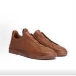 ZEGNA Men's Brown Deerskin Triple Stitch Luxury Casual Shoes - Image 4