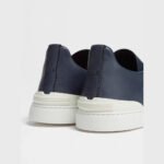 ZEGNA Men's Blue Triple Stitch SECONDSKIN Calfskin Luxury Casual Shoes - Image 4
