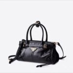 Prada Women's Bonnie Mini Calf Leather Top-Handle Bag Crossbody Bag -Black - Image 4