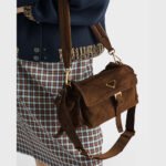 PRADA Explore Brown Medium Suede Sheepskin Shoulder Bag - Image 2