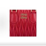 Miumiu Arcadie Matelassé Nappa Goat Leather Small Bowling Handbag Red - Image 4