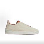 Zegna Triple Stitch Men's Linen Canvas Round Toe Slip-on Low-top Sneakers