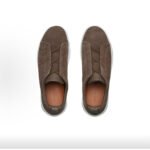 Zegna Triple Stitch Men's Linen Canvas Round Toe Slip-on Low-top Sneakers Brown - Image 4