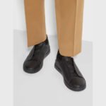 ZEGNA Men's Black Deerskin Triple Stitch Luxury Casual Shoes - Image 4