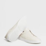 ZEGNA Men's White Deerskin Triple Stitch Luxury Casual Shoes - Image 5