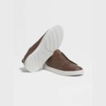 ZEGNA Men's Brown Triple Stitch SECONDSKIN Calfskin Luxury Casual Shoes - Image 4