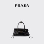 Prada Women's Bonnie Mini Calf Leather Top-Handle Bag Crossbody Bag -Black