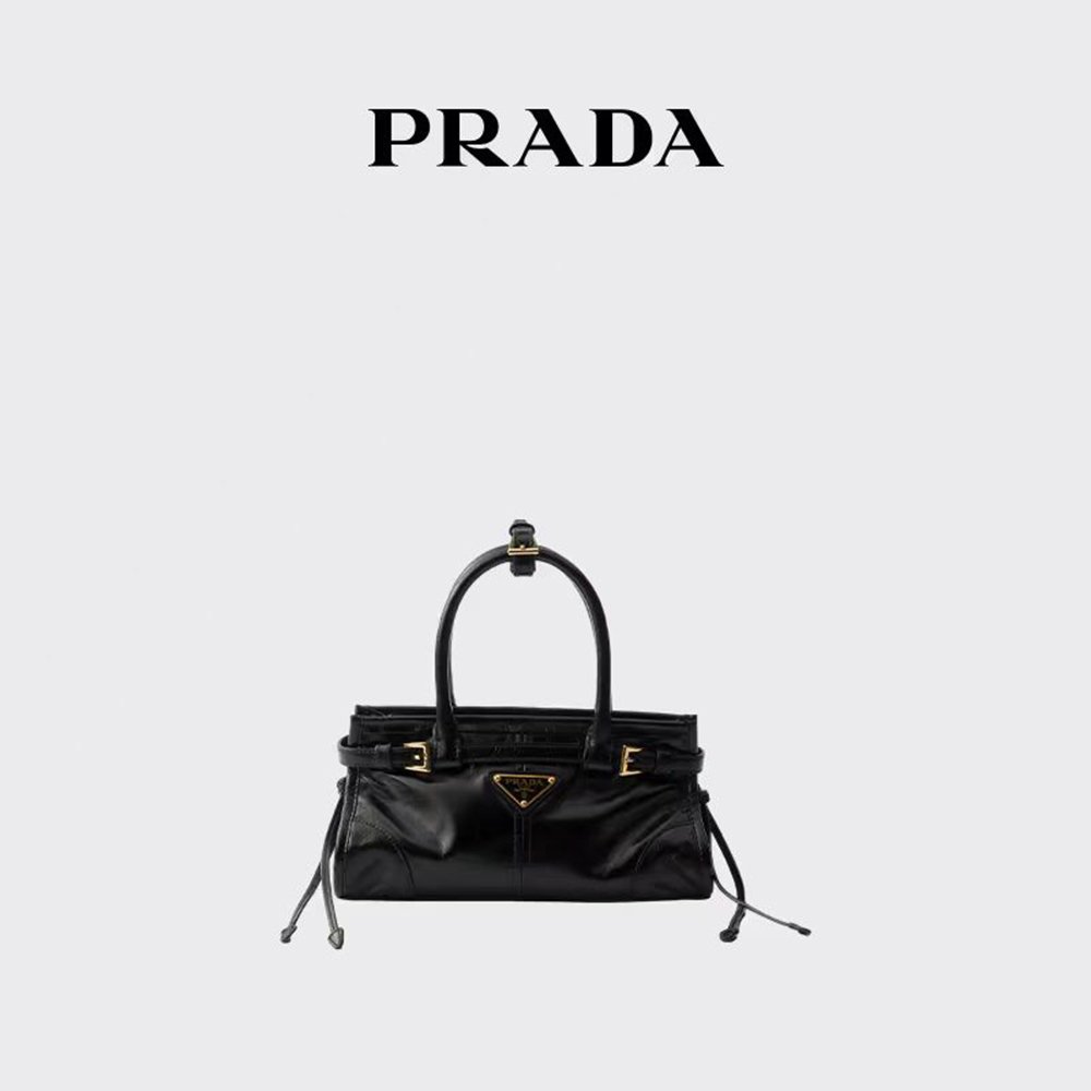 4 Prada Women's Bonnie Mini Calf Leather Top-Handle Bag Crossbody Bag -Black - Image 1