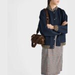 PRADA Explore Brown Medium Suede Sheepskin Shoulder Bag - Image 4