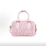 Miumiu Arcadie Matelassé Nappa Goat Leather Small Bowling Handbag Pink - Image 6