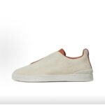 Zegna Triple Stitch Men's Linen Canvas Round Toe Slip-on Low-top Sneakers - Image 2