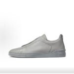 ZEGNA Men's Gray Deerskin Triple Stitch Luxury Casual Shoes - Image 2