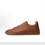 ZEGNA Men's Brown Deerskin Triple Stitch Luxury Casual Shoes - Image 2