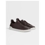 ZEGNA Men's Dark Brown Triple Stitch SECONDSKIN Calfskin Luxury Casual Shoes - Image 6