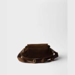 PRADA Explore Brown Medium Suede Sheepskin Shoulder Bag - Image 5