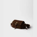 PRADA Explore Brown Medium Suede Sheepskin Shoulder Bag - Image 7