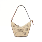 Loewe Mini Hammock Hobo Bag in Raffia and Calf Leather