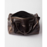 PRADA Men's Dark Brown Sheepskin Sports Tote & Crossbody Bag - Zip Closure - Image 5