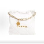CHANEL 22 Bag White Smooth Calfskin Tote Shoulder Bag
