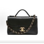 CHANEL 25K FW25 Black Grained Calfskin Gold-Tone CC Top Handle Bag