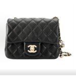 CHANEL 25K FW25 Black Quilted Lambskin Gold-Tone Ball Chain Shoulder Bag