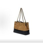 CHANEL 25A Brown Suede & Lambskin Two-Tone Interlocking CC Logo Shoulder Bag - Image 2