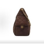 CHANEL 25K Bag Small Dark Brown Suede Calfskin CC Logo Shoulder Bag - Image 3